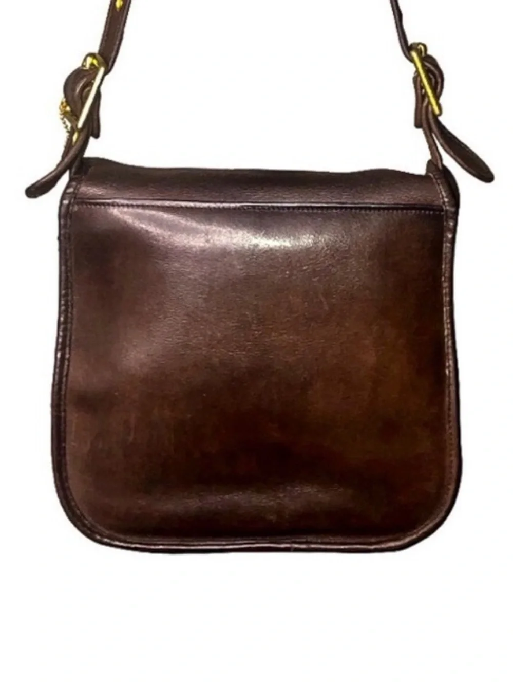 Vintage COACH Mahogany Brown Glove Tanned Leather Courier Saddle Bag EUC NYC